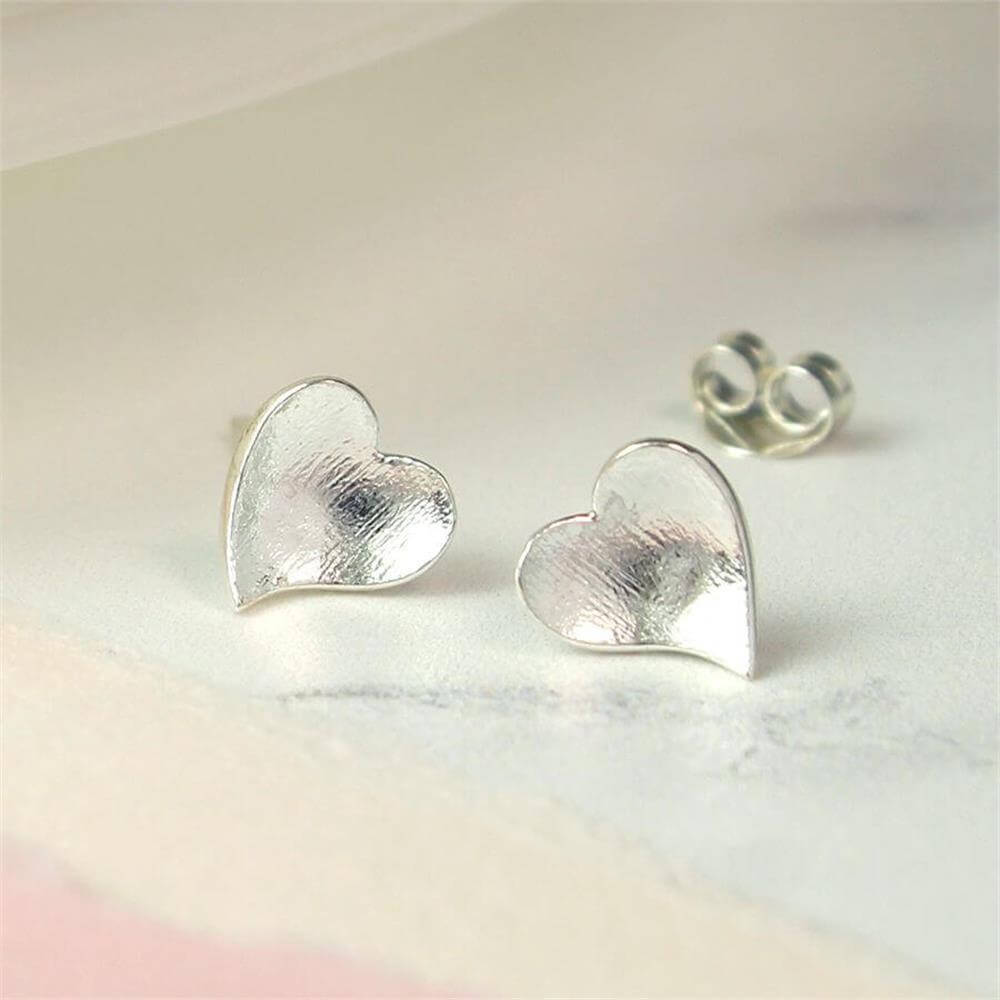 Peace of Mind Concave Sterling Silver Heart Earrings